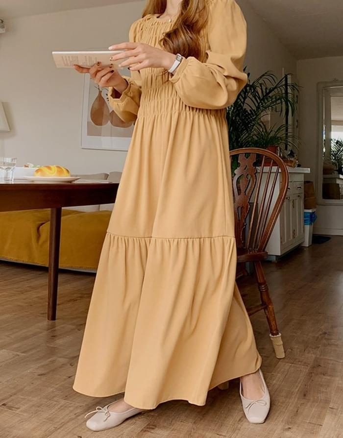 Smoke Shirring Goddess Long Dress