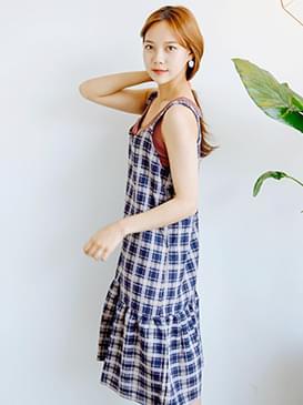 Check Frill Bustier Potts Dress