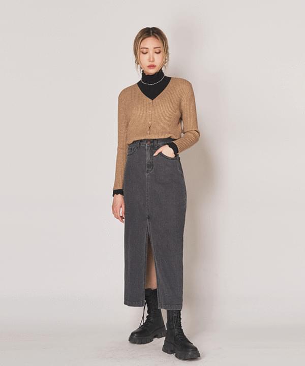 Bao ribbed V-neck cardigan