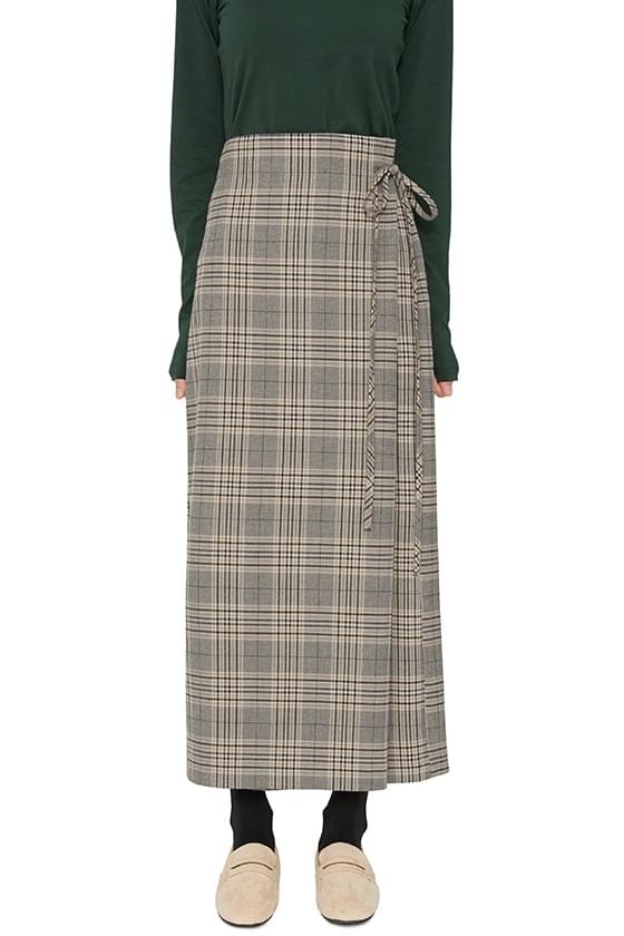 Widen check wrap maxi skirt 裙子