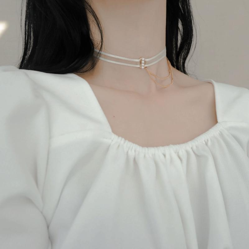 chiffon half two-line choker