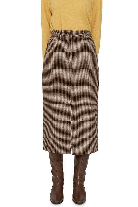 Plain check midi skirt 裙子