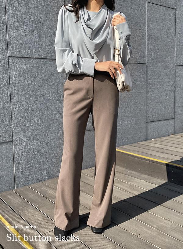 Slit bootcut pants
