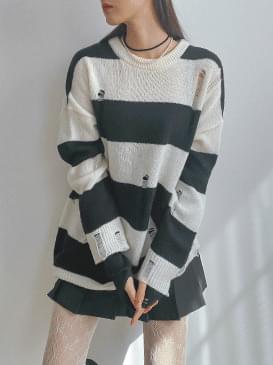 Stripe Long Knit & Mini Dress