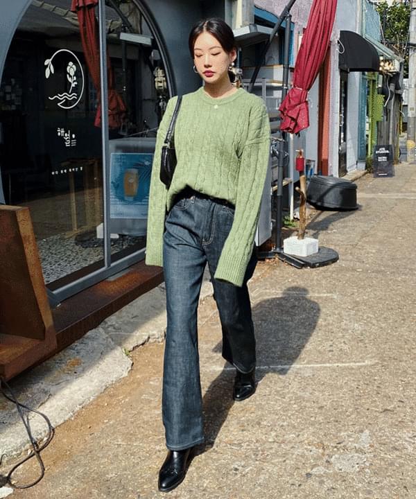 Fabric straight high pants