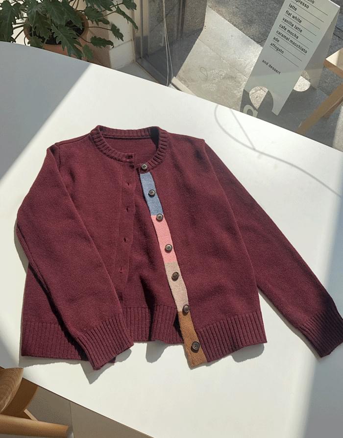 Wool Color Tape Cardigan