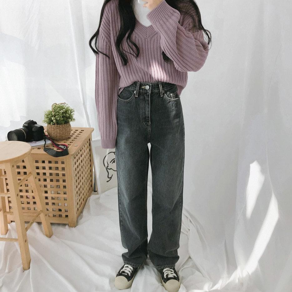 7540 straight wide denim pants