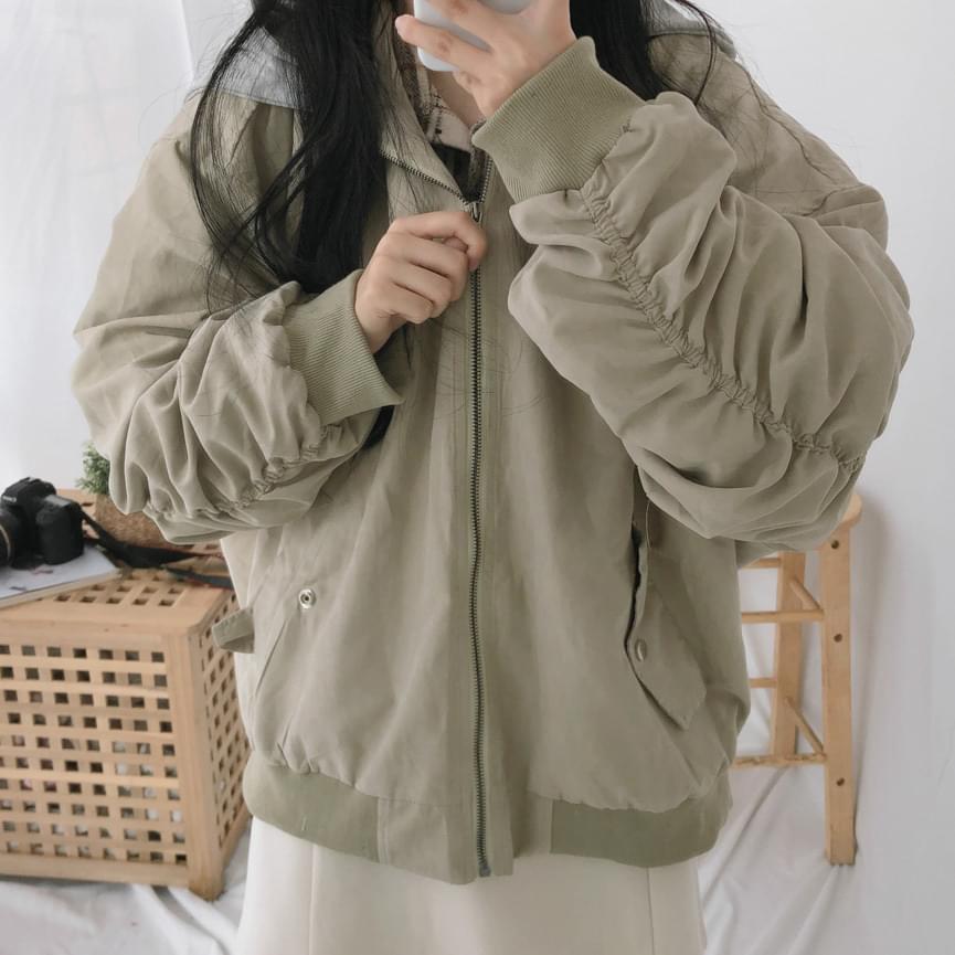 Quan sleeve shirred hooded jumper