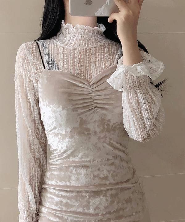 Slip velvet thong dress ワンピース