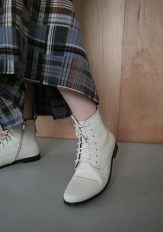 leather lace-up ankle boots (3colors)