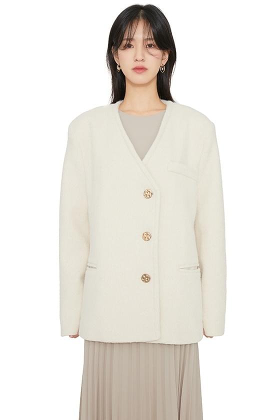 Puree collarless half coat