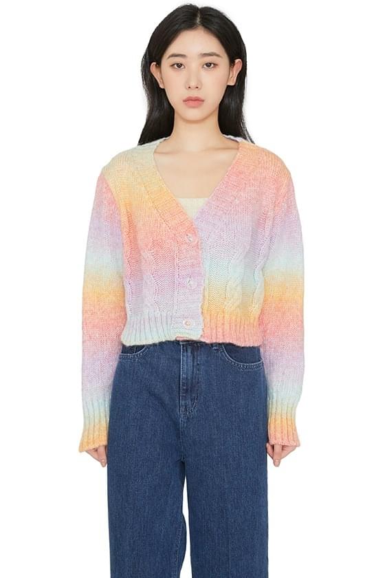 Rainbow twist-knit cardigan