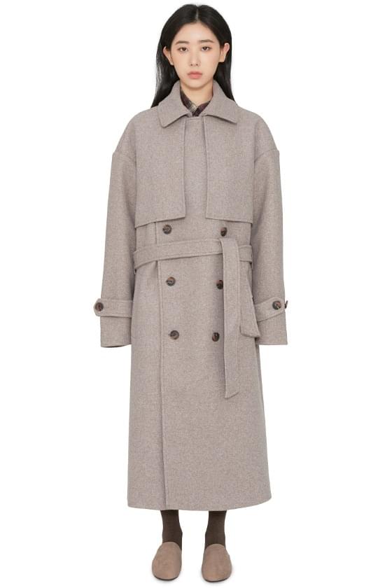 Unisex Wool Double Trench Long Coat