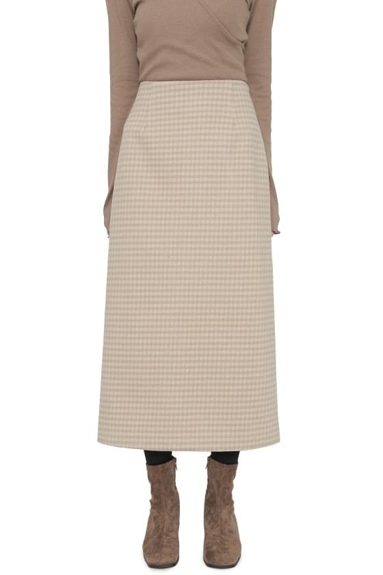 Marron check maxi skirt