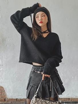 Shirring Geo V-Neck Knit 針織衫