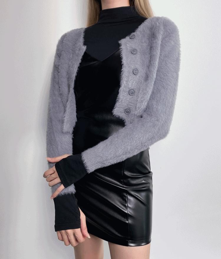 Pastel cropped knit cardigan 開襟衫