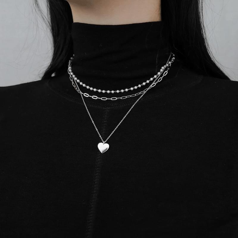 1052 heart chain pearl two-way necklace