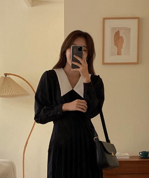 Color pleated dress-2color