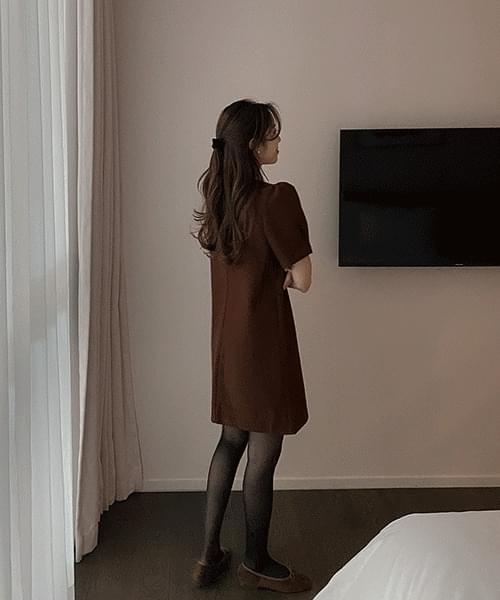 Puff Wool Mini Dress-2color