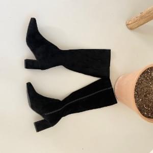 Side zipped half suede long boots
