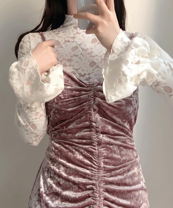 Winters flower lace brushed blouse 2color