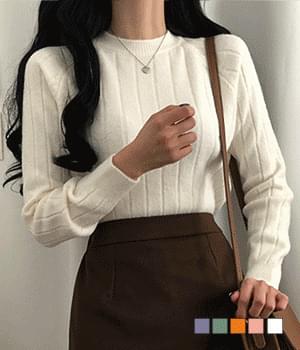 폴링 부드러운 골지 반크롭 니트