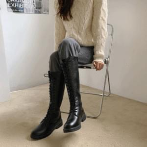 Lace-up Long Boots Walker 3.5cm