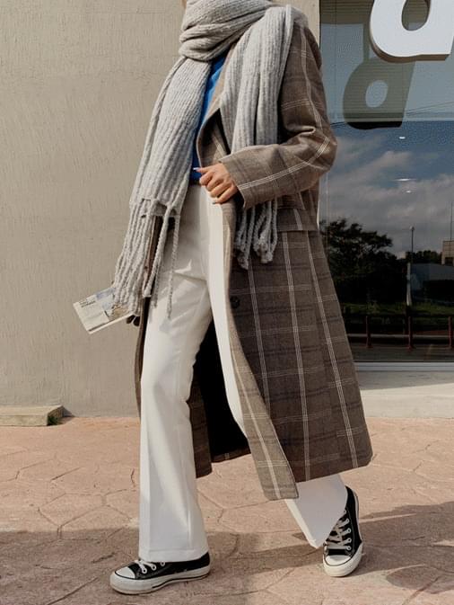 Baymuse Check Double Long Coat