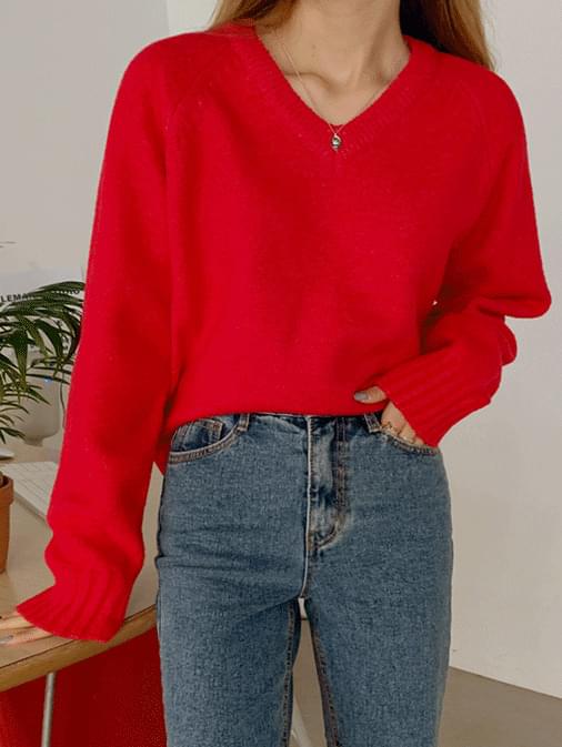 Polon Fog Basic V-Neck Knit