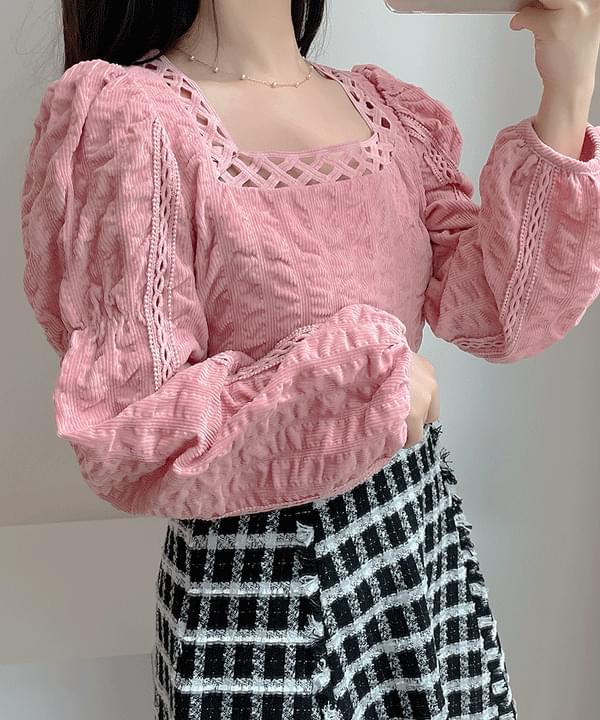 Flony lace square blouse 2color