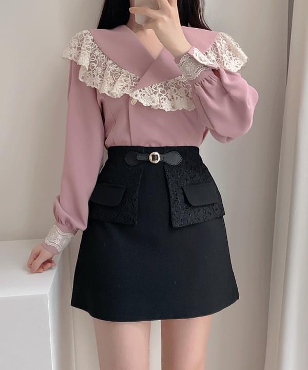 Dior lace double blouse 2color