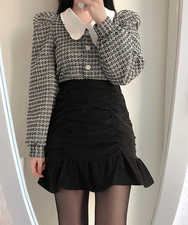 Saint Jacquard collar blouse 2color