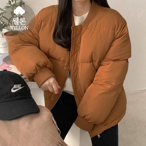 ノーカラーシンプル中綿ジャケット