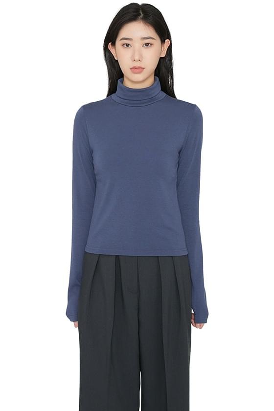 レイヤー起毛タートルネックトップス