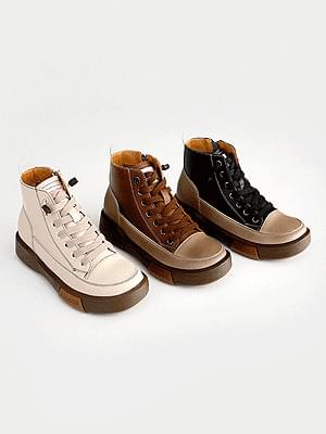 레보츠 가죽 하이탑 스니커즈 3cm