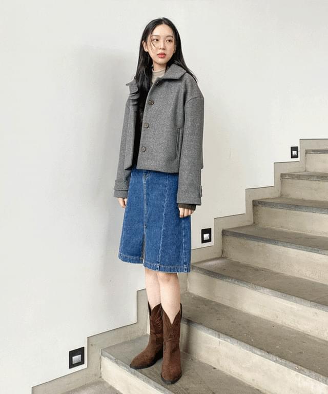 쥬린 카라 울 숏 자켓