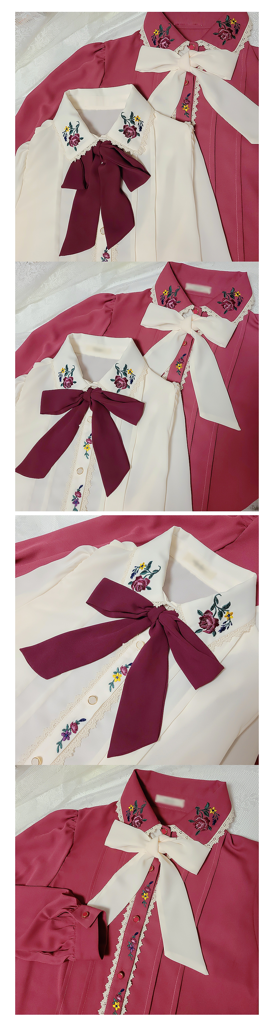 SOMEDAYS - Evening Floral Embroidery Ribbon Blouse 2color - Codibook. SOMEDAYS - Evening Floral Embroidery Ribbon Blouse 2color - Codibook.