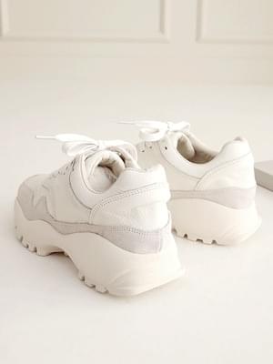 3cm white leather sneakers