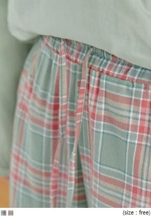 MURON CHECK BANDING WIDE PANTS