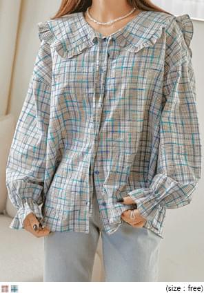 RICIAN CHECK SAILOR COLLAR BLOUSE