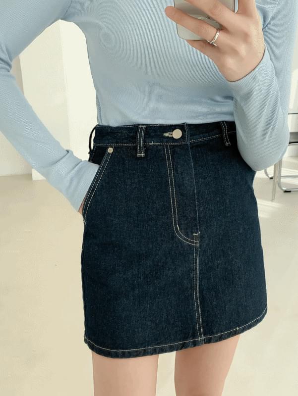 Stitch Denim Skirt