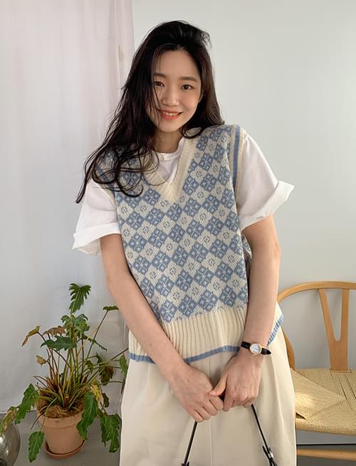 Mini Argyle Knitwear Vest