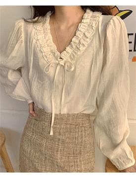 Shushu frill ribbon blouse 襯衫