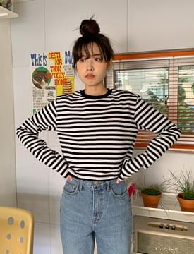 Barney Stripe Crop Tea 長袖上衣