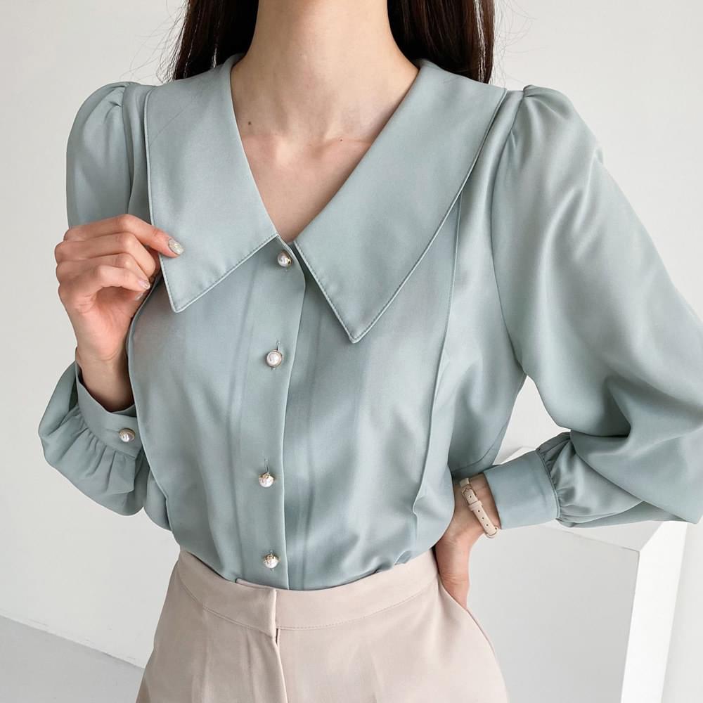 Big Color Pearl Button Blouse
