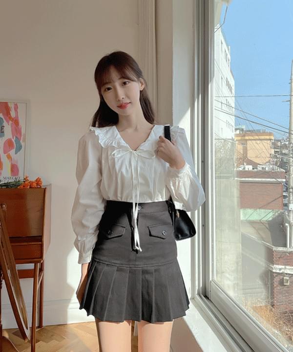 모이 단추 플리츠 스커트팬츠 3color