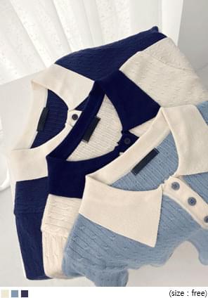 PENTO COLORING COLLAR BUTTON KNIT