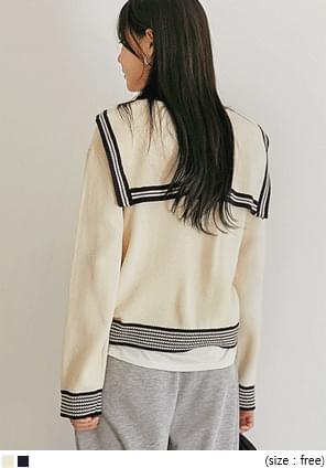 BROING SAILOR COLLAR KNIT CARDIGAN