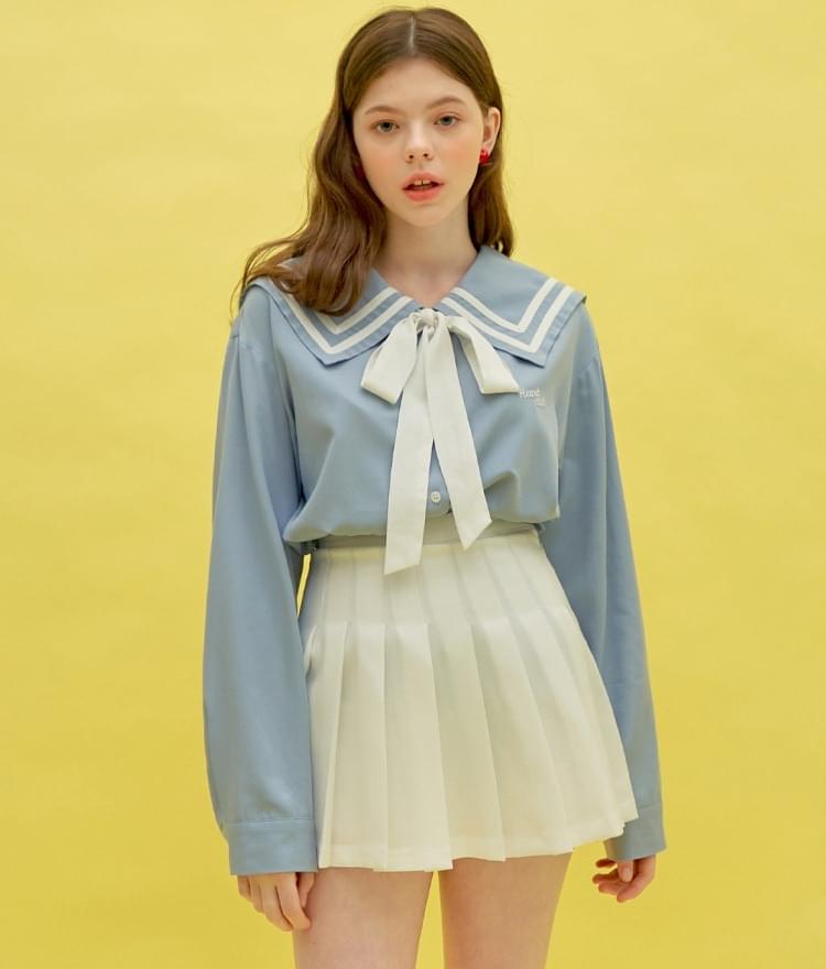 Heart Sailor Ribbon Long Shirt (Sky Blue)