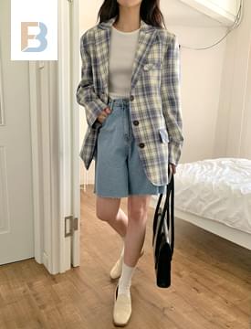 Blue check tailored jacket 夾克外套